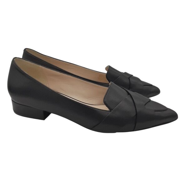 Cole Haan Black Leather Camila Skimmer Flat Pointed Toe Shoes SZ 7.5 - Picture 1 of 11